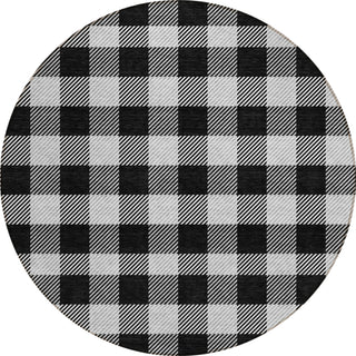 Piper Looms Chantille Plaid ACN924 Black Machine Washable Area Rug Round Main Image