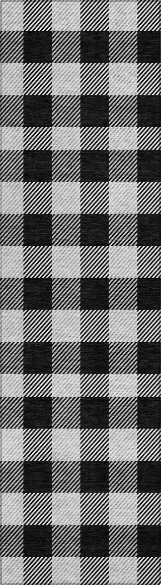 Piper Looms Chantille Plaid ACN924 Black Machine Washable Area Rug Runner Main Image