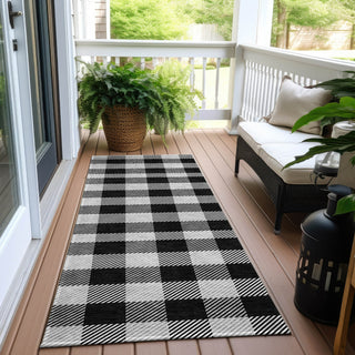 Piper Looms Chantille Plaid ACN924 Black Machine Washable Area Rug Runner Outdoor Lifestyle Image Feature