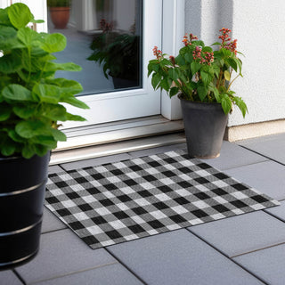 Piper Looms Chantille Plaid ACN924 Black Machine Washable Area Rug Scatter Outdoor Lifestyle Image Feature
