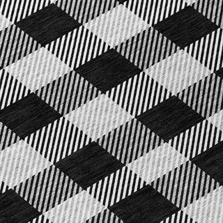 Piper Looms Chantille Plaid ACN924 Black Machine Washable Area Rug Swatch Image