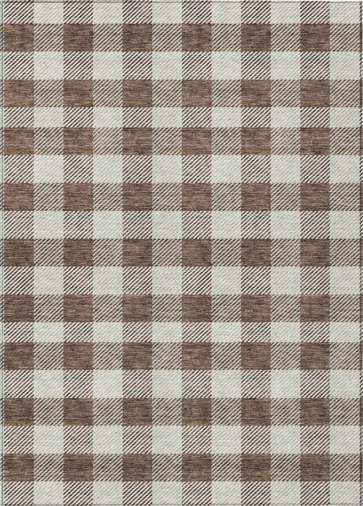 Piper Looms Chantille Plaid ACN924 Brown Machine Washable Area Rug main image