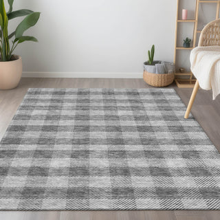 Piper Looms Chantille Plaid ACN924 Gray Machine Washable Area Rug Lifestyle Image Feature