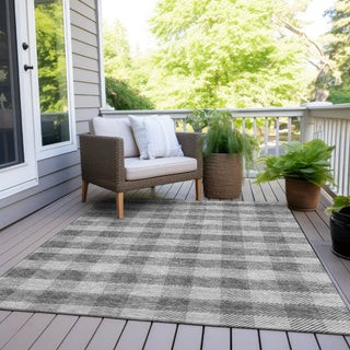 Piper Looms Chantille Plaid ACN924 Gray Machine Washable Area Rug Outdoor Lifestyle Image Feature