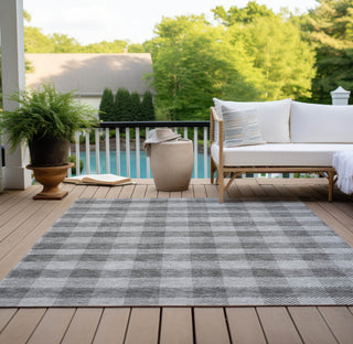 Piper Looms Chantille Plaid ACN924 Gray Machine Washable Area Rug Outdoor Lifestyle Image Feature