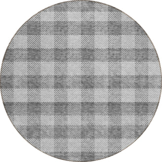 Piper Looms Chantille Plaid ACN924 Gray Machine Washable Area Rug Round Main Image