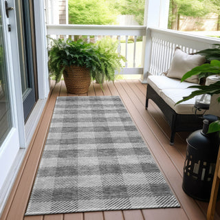 Piper Looms Chantille Plaid ACN924 Gray Machine Washable Area Rug Runner Outdoor Lifestyle Image Feature