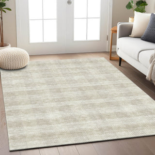 Piper Looms Chantille Plaid ACN924 Ivory Machine Washable Area Rug Lifestyle Image Feature