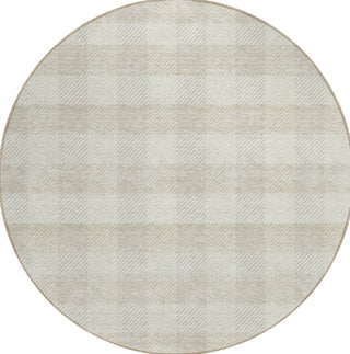 Piper Looms Chantille Plaid ACN924 Ivory Machine Washable Area Rug Round Main Image