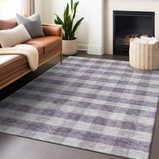 Piper Looms Chantille Plaid ACN924 Lavender Machine Washable Area Rug Lifestyle Image Feature