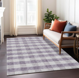 Piper Looms Chantille Plaid ACN924 Lavender Machine Washable Area Rug Lifestyle Image Feature