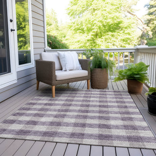 Piper Looms Chantille Plaid ACN924 Lavender Machine Washable Area Rug Outdoor Lifestyle Image Feature