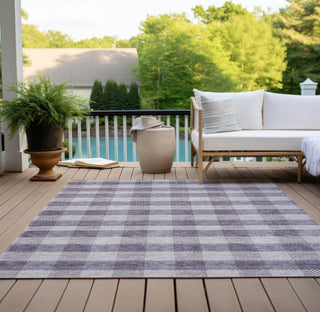 Piper Looms Chantille Plaid ACN924 Lavender Machine Washable Area Rug Outdoor Lifestyle Image Feature
