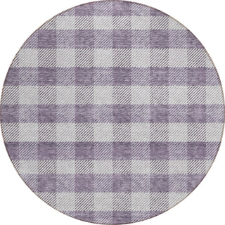 Piper Looms Chantille Plaid ACN924 Lavender Machine Washable Area Rug Round Main Image
