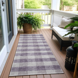 Piper Looms Chantille Plaid ACN924 Lavender Machine Washable Area Rug Runner Outdoor Lifestyle Image Feature