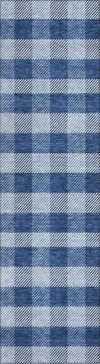 Piper Looms Chantille Plaid ACN924 Navy Machine Washable Area Rug Runner Main Image