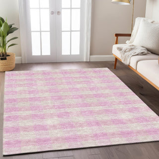 Piper Looms Chantille Plaid ACN924 Pink Machine Washable Area Rug Lifestyle Image Feature