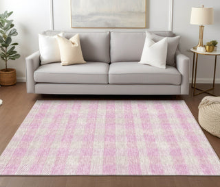 Piper Looms Chantille Plaid ACN924 Pink Machine Washable Area Rug Lifestyle Image Feature