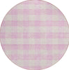 Piper Looms Chantille Plaid ACN924 Pink Machine Washable Area Rug Round Main Image