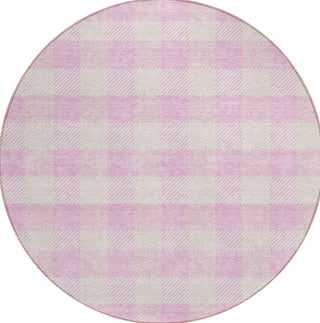 Piper Looms Chantille Plaid ACN924 Pink Machine Washable Area Rug Round Main Image