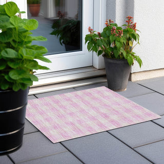 Piper Looms Chantille Plaid ACN924 Pink Machine Washable Area Rug Scatter Outdoor Lifestyle Image Feature