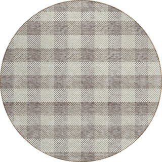 Piper Looms Chantille Plaid ACN924 Taupe Machine Washable Area Rug Round Main Image