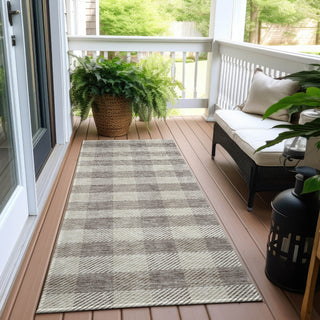 Piper Looms Chantille Plaid ACN924 Taupe Machine Washable Area Rug Runner Outdoor Lifestyle Image Feature