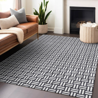 Piper Looms Chantille Squares ACN925 Black Machine Washable Area Rug Lifestyle Image Feature