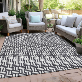Piper Looms Chantille Squares ACN925 Black Machine Washable Area Rug Outdoor Lifestyle Image Feature