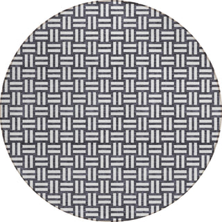 Piper Looms Chantille Squares ACN925 Black Machine Washable Area Rug Round Main Image
