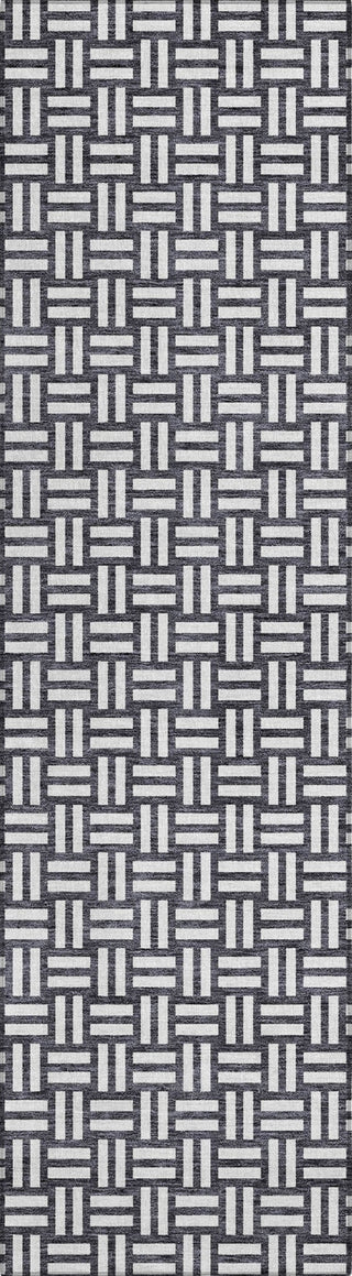 Piper Looms Chantille Squares ACN925 Black Machine Washable Area Rug Runner Main Image