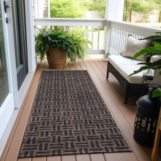Piper Looms Chantille Squares ACN925 Chocolate Machine Washable Area Rug Runner Outdoor Lifestyle Image Feature