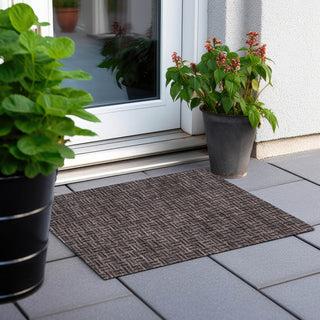 Piper Looms Chantille Squares ACN925 Chocolate Machine Washable Area Rug Scatter Outdoor Lifestyle Image Feature