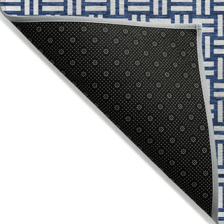 Piper Looms Chantille Squares ACN925 Navy Machine Washable Area Rug Backing Image