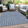 Piper Looms Chantille Squares ACN925 Navy Machine Washable Area Rug Outdoor Lifestyle Image Feature