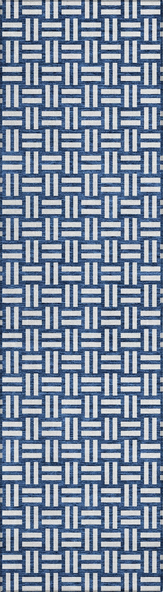 Piper Looms Chantille Squares ACN925 Navy Machine Washable Area Rug Runner Main Image