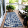 Piper Looms Chantille Squares ACN925 Navy Machine Washable Area Rug Runner Outdoor Lifestyle Image Feature