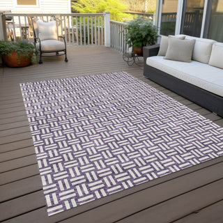 Piper Looms Chantille Squares ACN925 Purple Machine Washable Area Rug Outdoor Lifestyle Image Feature