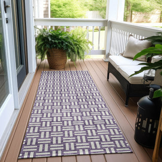 Piper Looms Chantille Squares ACN925 Purple Machine Washable Area Rug Runner Outdoor Lifestyle Image Feature