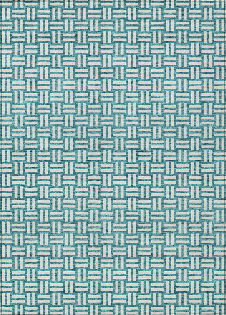 Piper Looms Chantille Squares ACN925 Teal Machine Washable Area Rug main image