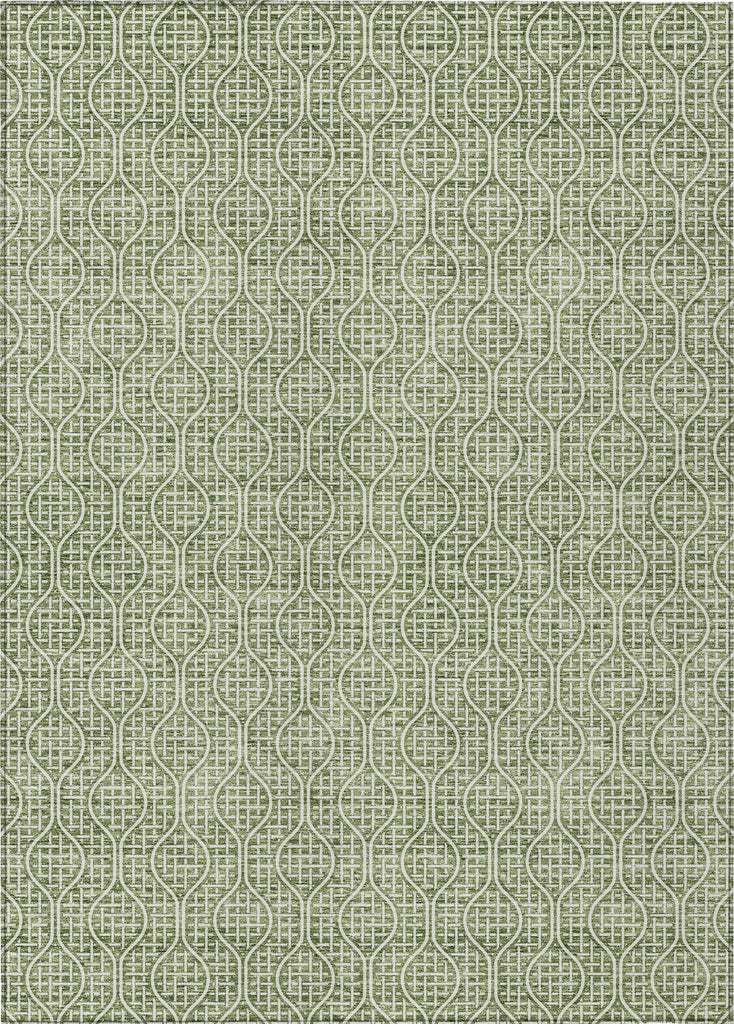 Piper Looms Chantille Geometric ACN926 Green Machine Washable Area Rug main image