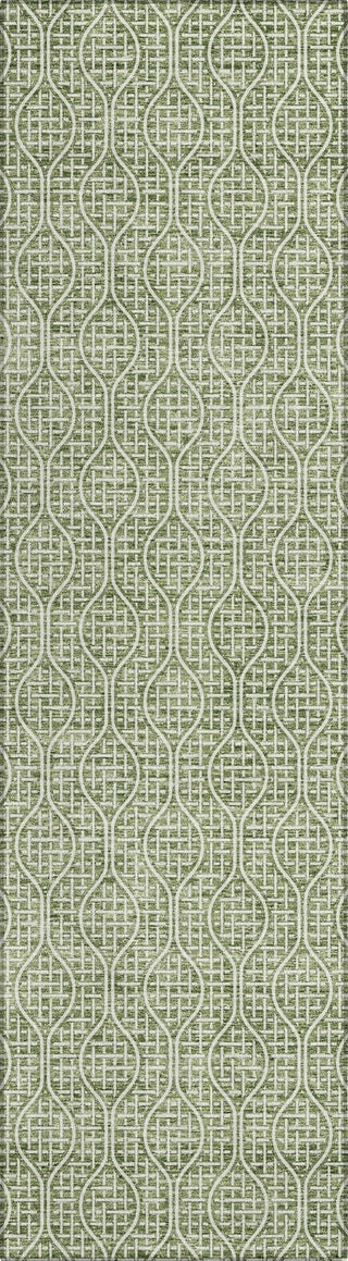 Piper Looms Chantille Geometric ACN926 Green Machine Washable Area Rug Runner Main Image