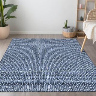 Piper Looms Chantille Geometric ACN926 Navy Machine Washable Area Rug Lifestyle Image Feature