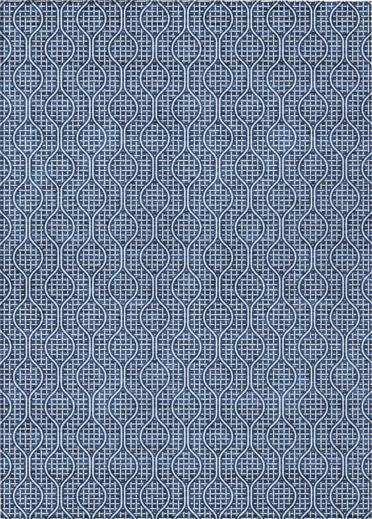 Piper Looms Chantille Geometric ACN926 Navy Machine Washable Area Rug main image