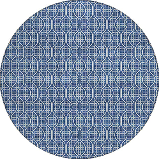 Piper Looms Chantille Geometric ACN926 Navy Machine Washable Area Rug Round Main Image
