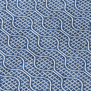 Piper Looms Chantille Geometric ACN926 Navy Machine Washable Area Rug Swatch Image