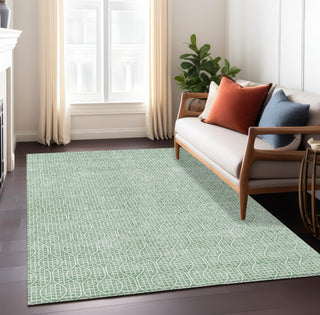 Piper Looms Chantille Geometric ACN926 Sage Machine Washable Area Rug Lifestyle Image Feature