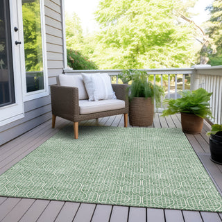 Piper Looms Chantille Geometric ACN926 Sage Machine Washable Area Rug Outdoor Lifestyle Image Feature