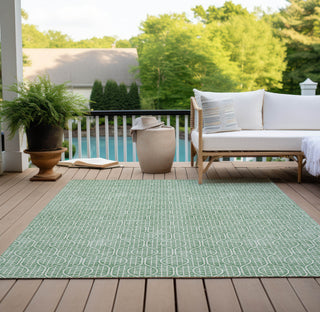 Piper Looms Chantille Geometric ACN926 Sage Machine Washable Area Rug Outdoor Lifestyle Image Feature