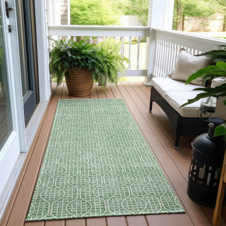 Piper Looms Chantille Geometric ACN926 Sage Machine Washable Area Rug Runner Outdoor Lifestyle Image Feature